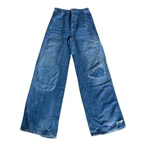 Free People Paint Splash Cargo/Carpenter Starving Artist Slouchy Medium Wash 27